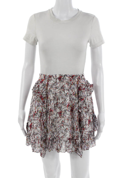 IRO Women Peasant Mini Floral Viscose Skirt White Size 36