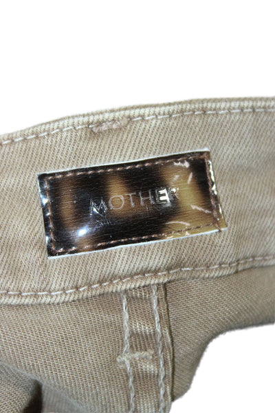Mother Women Ankle Cropped Khakis Brown Low Rise Button Size 28