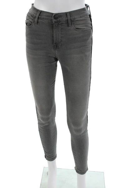 Frame Denim Womens Ankle Skinny Jeans Gray High Rise Button Size 26