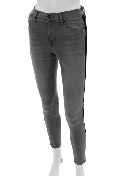 Frame Denim Womens Ankle Skinny Jeans Gray High Rise Button Size 26