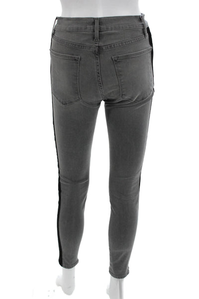 Frame Denim Womens Ankle Skinny Jeans Gray High Rise Button Size 26