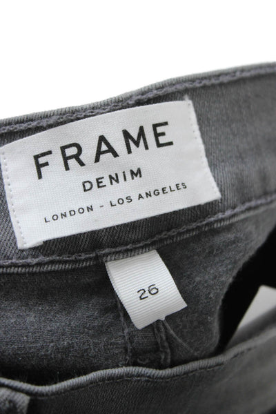 Frame Denim Womens Ankle Skinny Jeans Gray High Rise Button Size 26