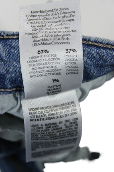 Mother Women Cropped Straight Jeans Blue Button Fly Size 25