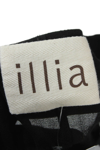 Illia Women Biker Leather Rayon V Neck Zip Sleeveless Tank Black Size 4