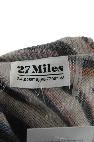 27 Miles Womens Gray 100% Cashmere Animal Print Crew Neck Pullover Size XS