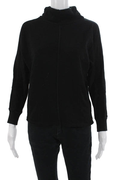 Philanthropy Women Full Zip Mock Neck Black Sweater 67% Cotton Size S