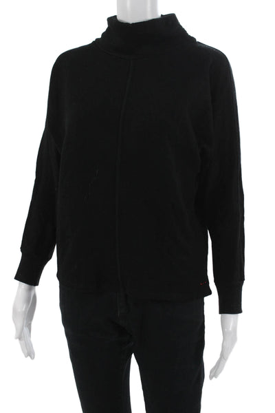 Philanthropy Women Full Zip Mock Neck Black Sweater 67% Cotton Size S