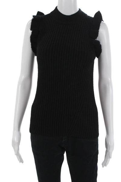 Eleven Six Womens Black Baby Alpaca Mock Neck Sleeveless Tank Size M