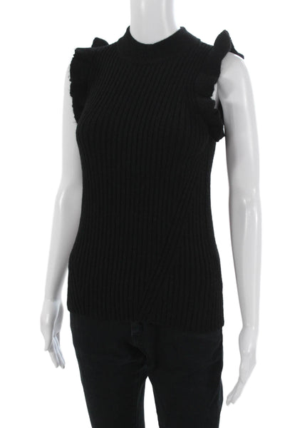 Eleven Six Womens Black Baby Alpaca Mock Neck Sleeveless Tank Size M