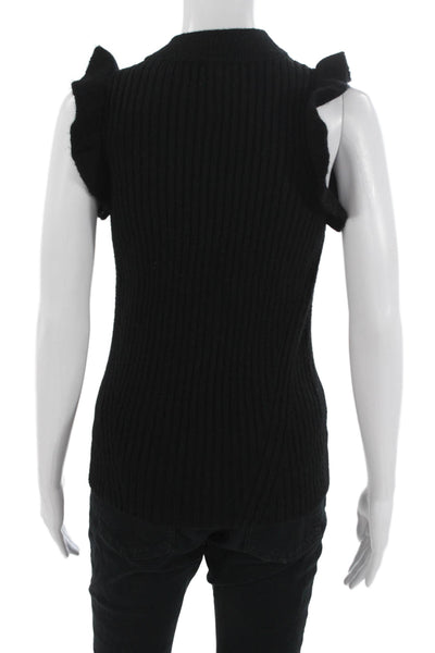 Eleven Six Womens Black Baby Alpaca Mock Neck Sleeveless Tank Size M
