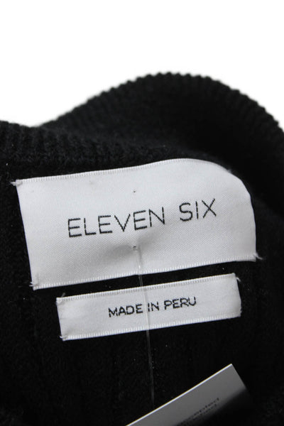 Eleven Six Womens Black Baby Alpaca Mock Neck Sleeveless Tank Size M