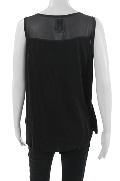 Go By GoSilk Womens Black V-Neck Linen Gothic Tank Size S