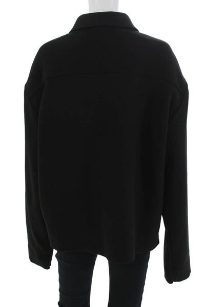 Zara Mens Collared Solid Black Button Front Long Sleeve Jacket Size XL
