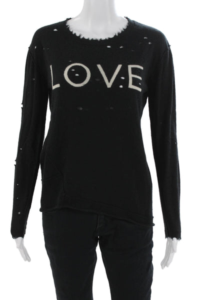 Generation Love Women Black Graphic Crewneck Pullover Sweater Long Sleeve Size S