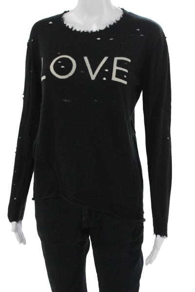 Generation Love Women Black Graphic Crewneck Pullover Sweater Long Sleeve Size S