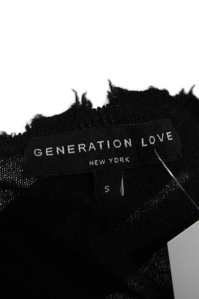 Generation Love Women Black Graphic Crewneck Pullover Sweater Long Sleeve Size S