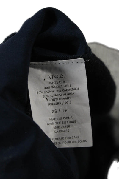 Vince Womens Dark Blue Crew Neck Pullover Sweater Wool Cashmere Alpaca Size XS