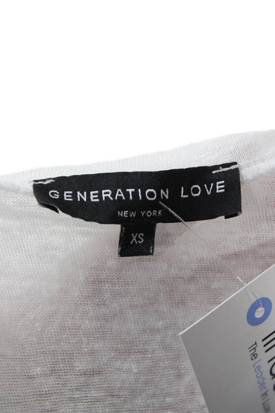 Generation Love Womens White Linen T Shirt Short Sleeve Round Neck Size XS