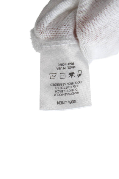Generation Love Womens White Linen T Shirt Short Sleeve Round Neck Size XS