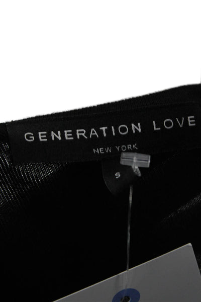 Generation Love Women Black Camouflage Blouse Long Sleeve Round Neck Size S