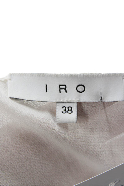 IRO Womens Bohemian White Rayon Round Neck Button Up Long Sleeve Blouse Size 38