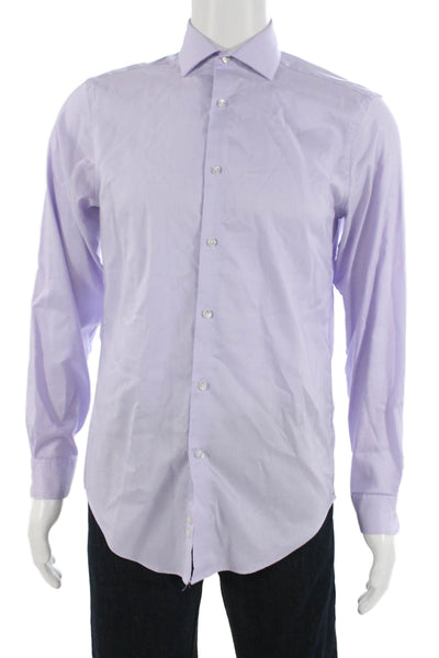 Calvin Klein Mens Cotton Collared Button Down Shirt Light Purple Size 15