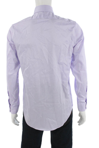 Calvin Klein Mens Cotton Collared Button Down Shirt Light Purple Size 15