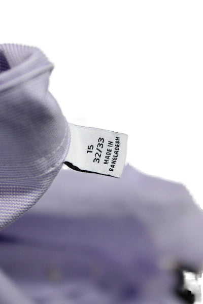 Calvin Klein Mens Cotton Collared Button Down Shirt Light Purple Size 15