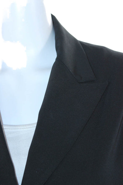 Shin Choi Women Overcoat Black Collared Long Sleeve Polyester Spandex Size 6