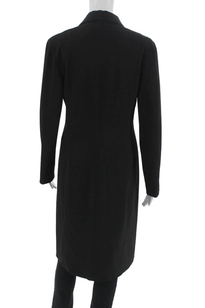 Shin Choi Women Overcoat Black Collared Long Sleeve Polyester Spandex Size 6