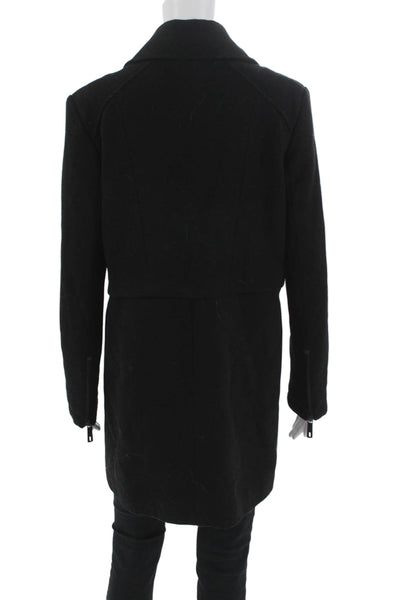 Kenneth Cole New York Women Overcoat Black Collared Long Sleeve Zip Size 6
