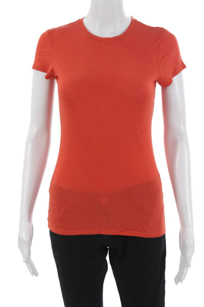 Vince Women Basic Jersey Orange T-Shirt Short Sleeve Crew Neck Size XS