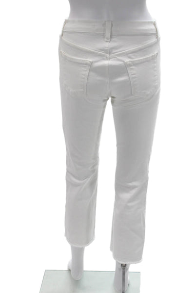 J Brand Women Ankle Cropped White Jeans Mid Rise Button Size 26