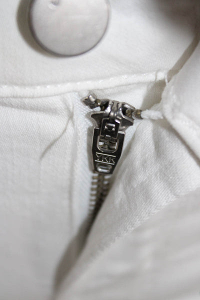 J Brand Women Ankle Cropped White Jeans Mid Rise Button Size 26