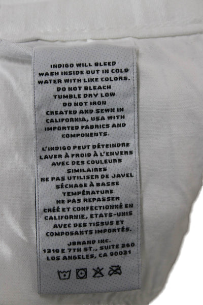 J Brand Women Ankle Cropped White Jeans Mid Rise Button Size 26