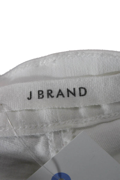 J Brand Women Ankle Cropped White Jeans Mid Rise Button Size 26
