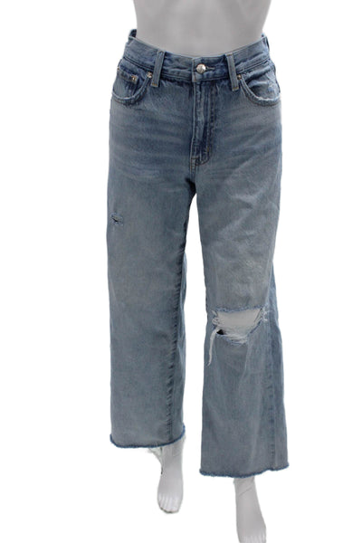 Pistola Women Light Blue Boyfriend Wide Leg Jeans High Rise 31 Inseam Size 24