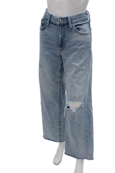 Pistola Women Light Blue Boyfriend Wide Leg Jeans High Rise 31 Inseam Size 24