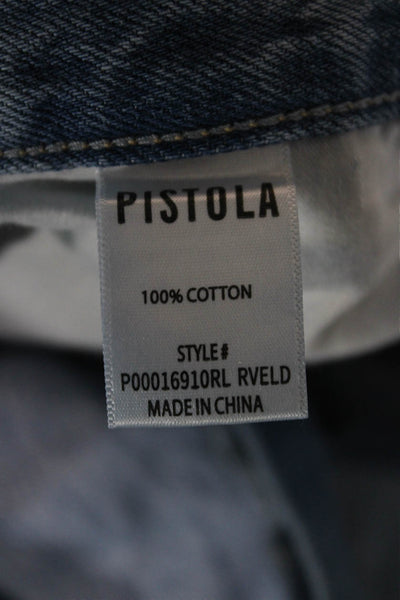Pistola Women Light Blue Boyfriend Wide Leg Jeans High Rise 31 Inseam Size 24