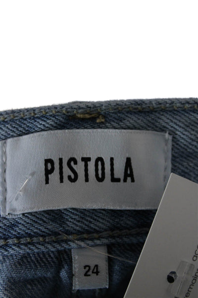 Pistola Women Light Blue Boyfriend Wide Leg Jeans High Rise 31 Inseam Size 24