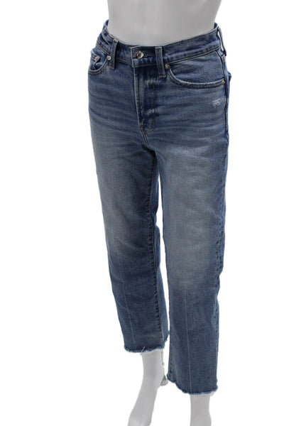 Pistola Womens Cropped Straight High Rise Jeans Blue Size 24