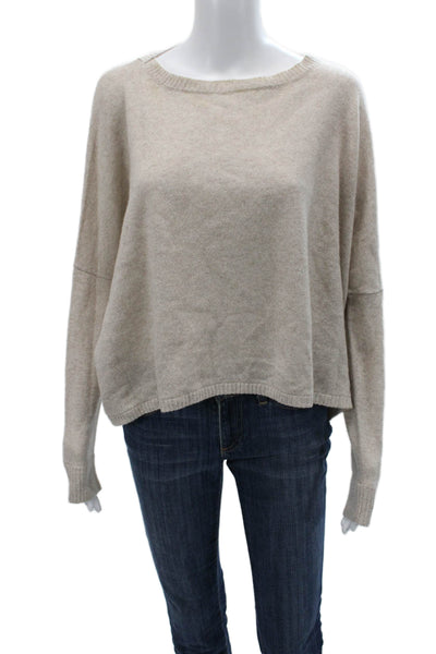 Minnie Rose Women Pullover 100% Cashmere Sweater Beige Crew Neck Size XS