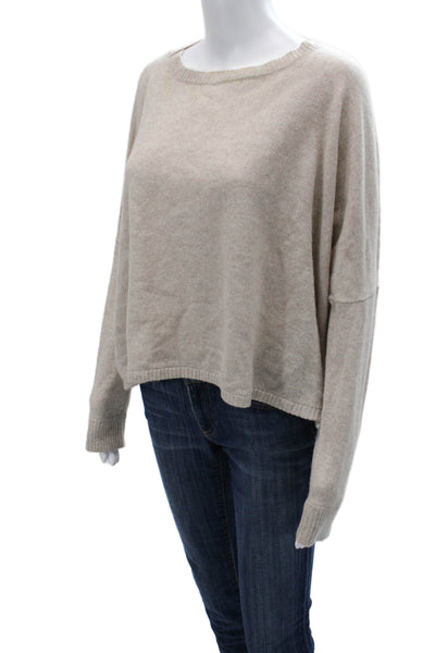 Minnie Rose Women Pullover 100% Cashmere Sweater Beige Crew Neck Size XS