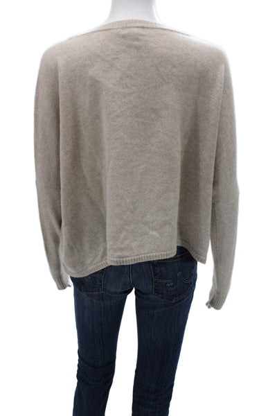 Minnie Rose Women Pullover 100% Cashmere Sweater Beige Crew Neck Size XS