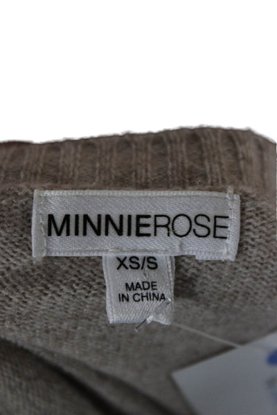 Minnie Rose Women Pullover 100% Cashmere Sweater Beige Crew Neck Size XS