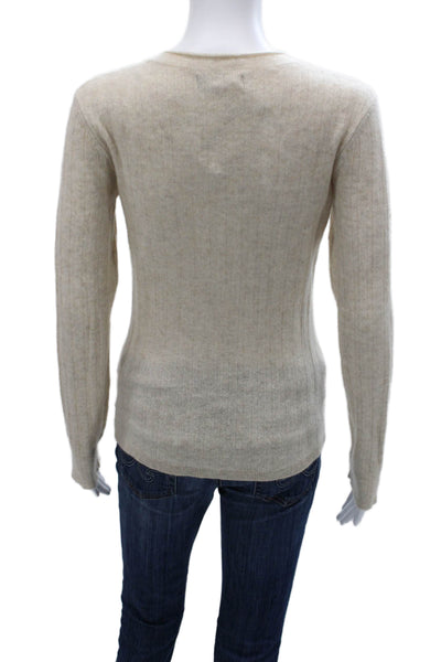 Naadam Women Pullover Cashmere Striped Crew Neck Long Sleeve Sweater Size XS