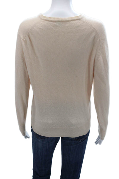 Barrie Women Beige V-Neck Button Cashmere Cardigan Long Sleeve Size M