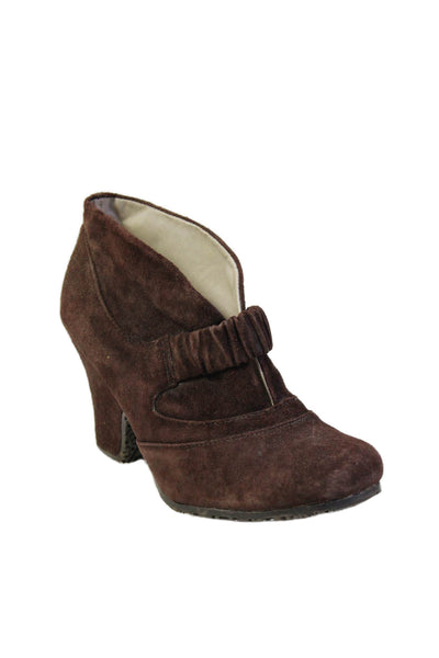 Hush Puppies® WomensSuede Heeled Ankle Ruched Knot Detail Booties Brown Size 7