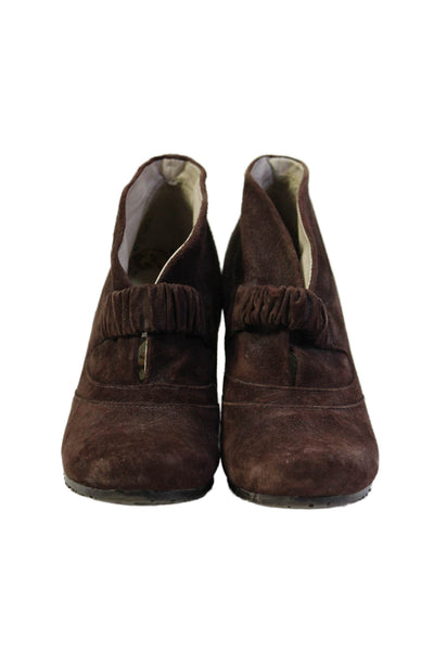 Hush Puppies® WomensSuede Heeled Ankle Ruched Knot Detail Booties Brown Size 7