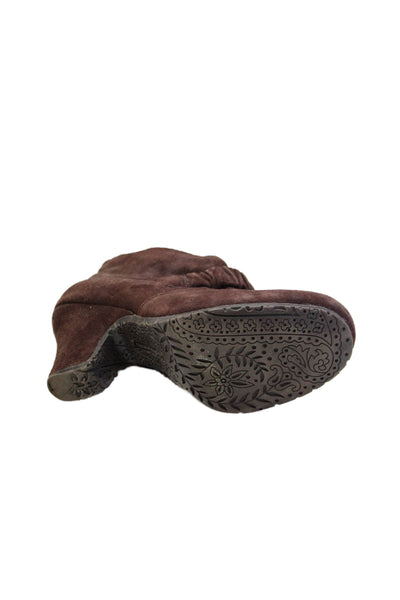 Hush Puppies® WomensSuede Heeled Ankle Ruched Knot Detail Booties Brown Size 7